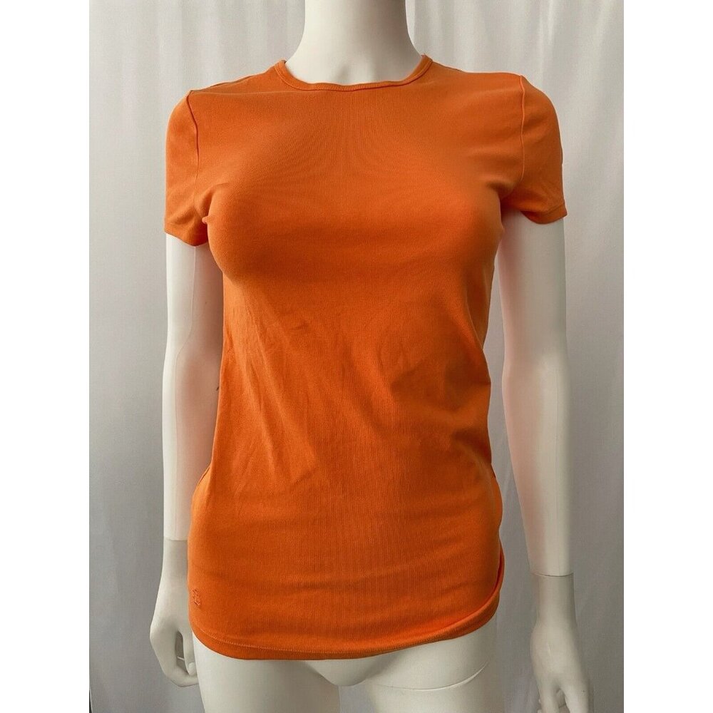Ralph Lauren Women's Top Tank Orange Short Sleeve Size S